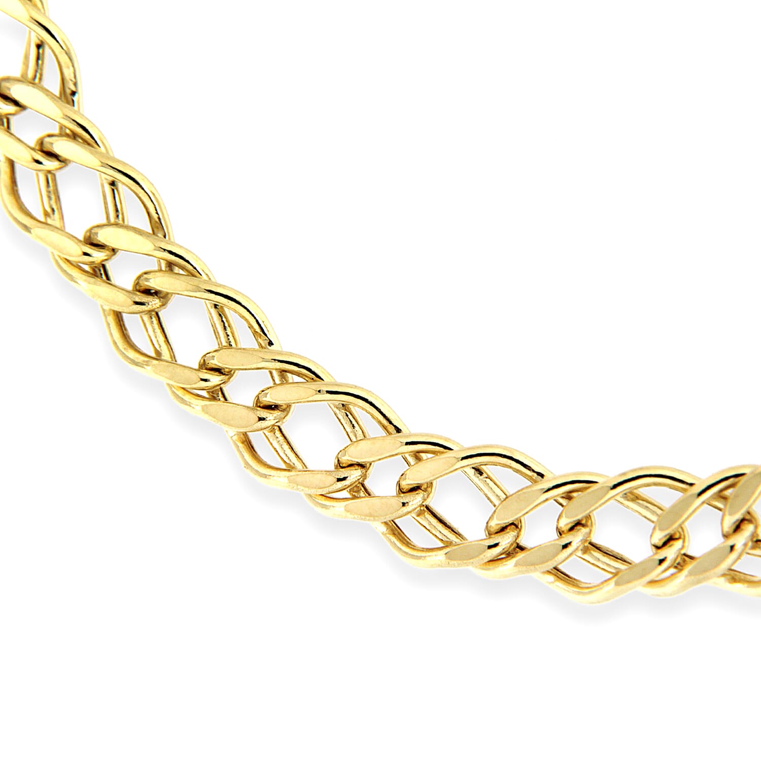 9K Yellow Gold 5mm Diamond Cut Hollow Double-Curb Bracelet 7 Inch