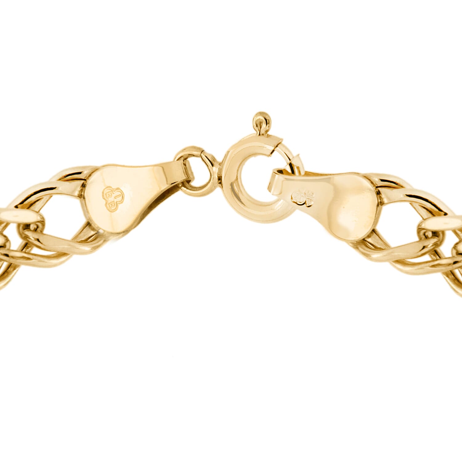 9K Yellow Gold 5mm Diamond Cut Hollow Double-Curb Bracelet 7 Inch