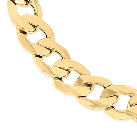 9K Yellow Gold Hollow 6 Sided Curb Chain Bracelet 7.5 Inch