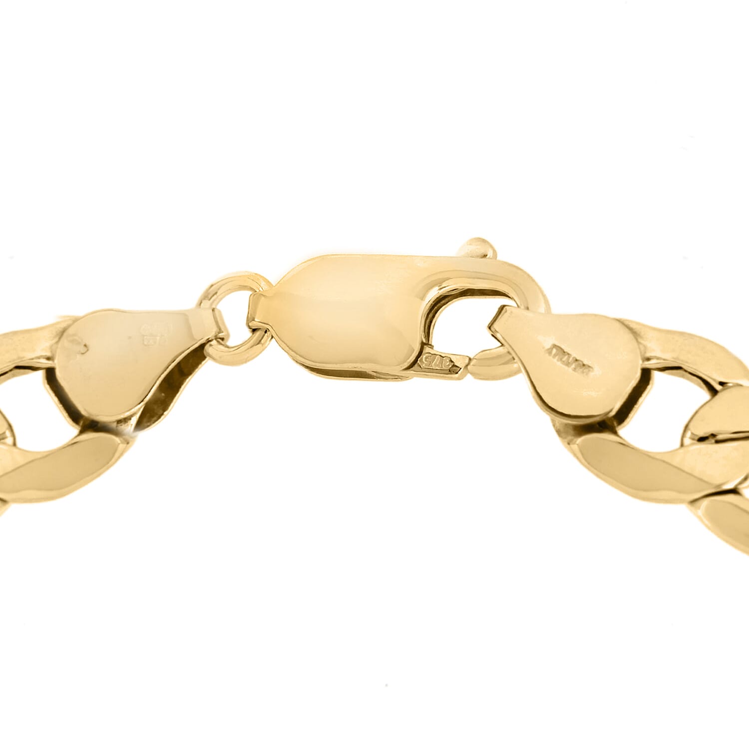 9K Yellow Gold Hollow 6 Sided Curb Chain Bracelet 7.5 Inch