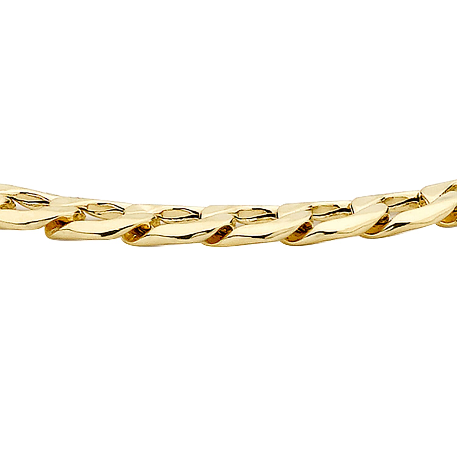 9K Yellow Gold Hollow 6 Sided Curb Chain Bracelet 8.5 Inch