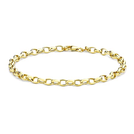 9K Yellow Gold Hollow Oval Belcher Bracelet 7.5 Inch