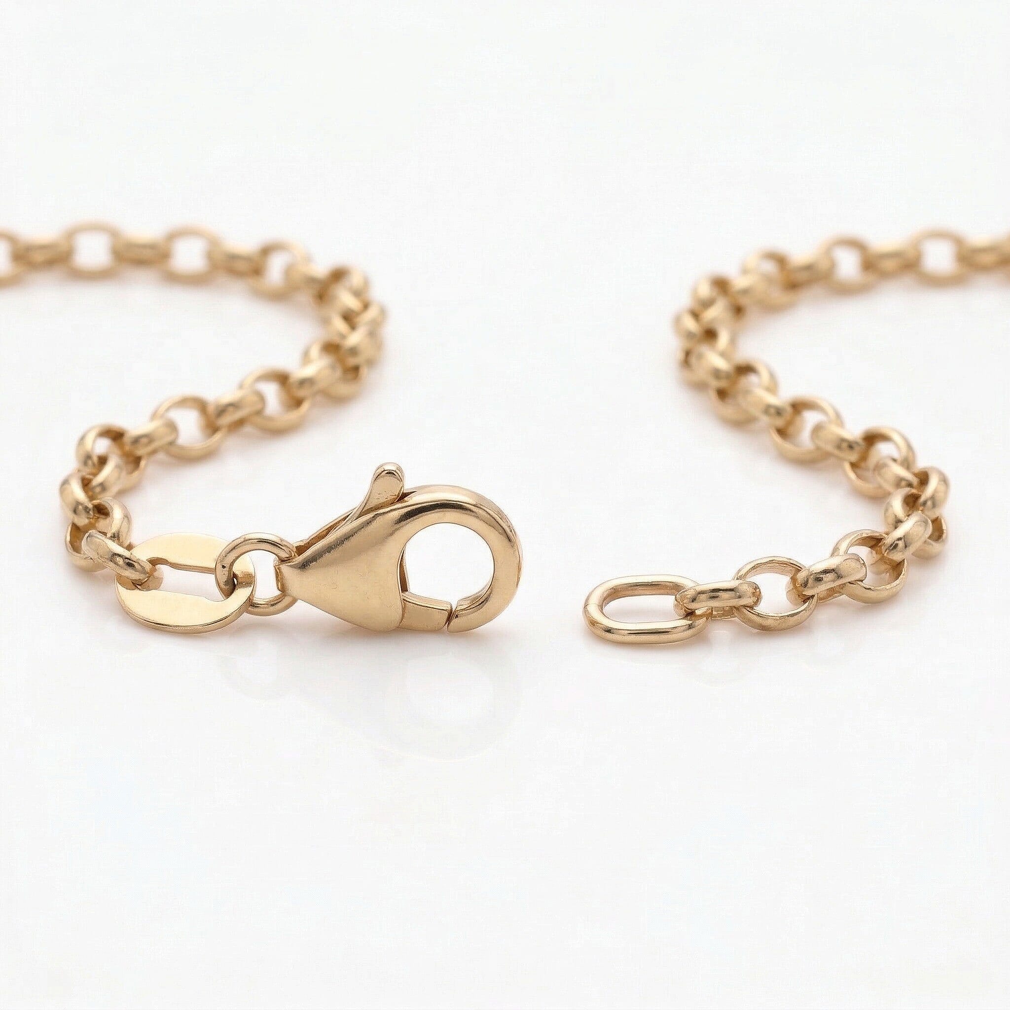 9K Yellow Gold 2.6mm Hollow Oval Belcher Bracelet 7.5 Inch