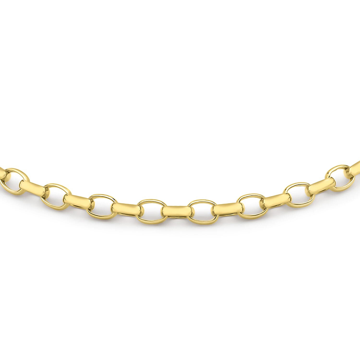 9K Yellow Gold 2.6mm Hollow Oval Belcher Bracelet 7.5 Inch
