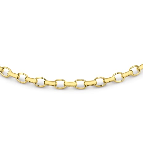 9K Yellow Gold 2.6mm Hollow Oval Belcher Bracelet 7.5 Inch
