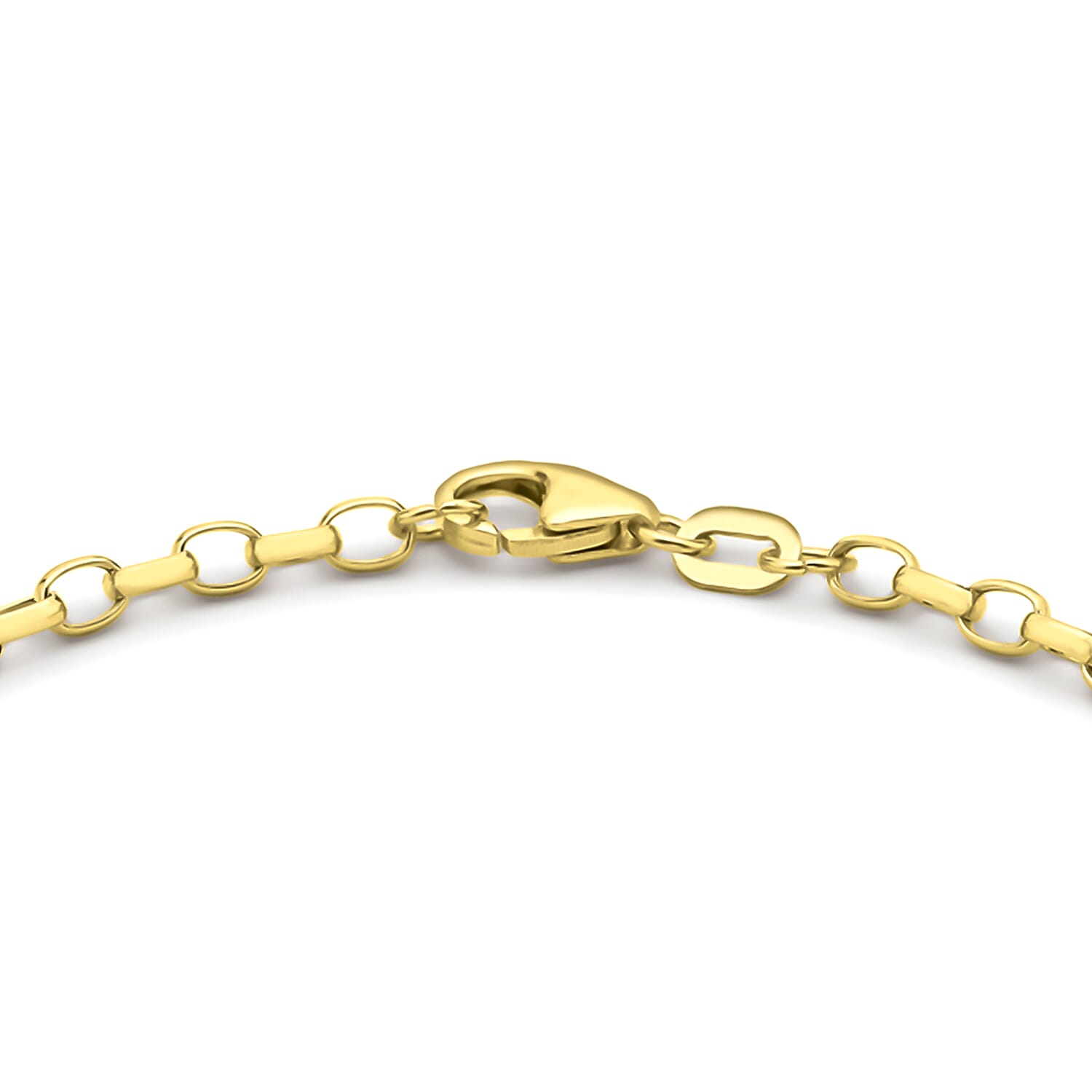 9K Yellow Gold 2.6mm Hollow Oval Belcher Bracelet 7.5 Inch