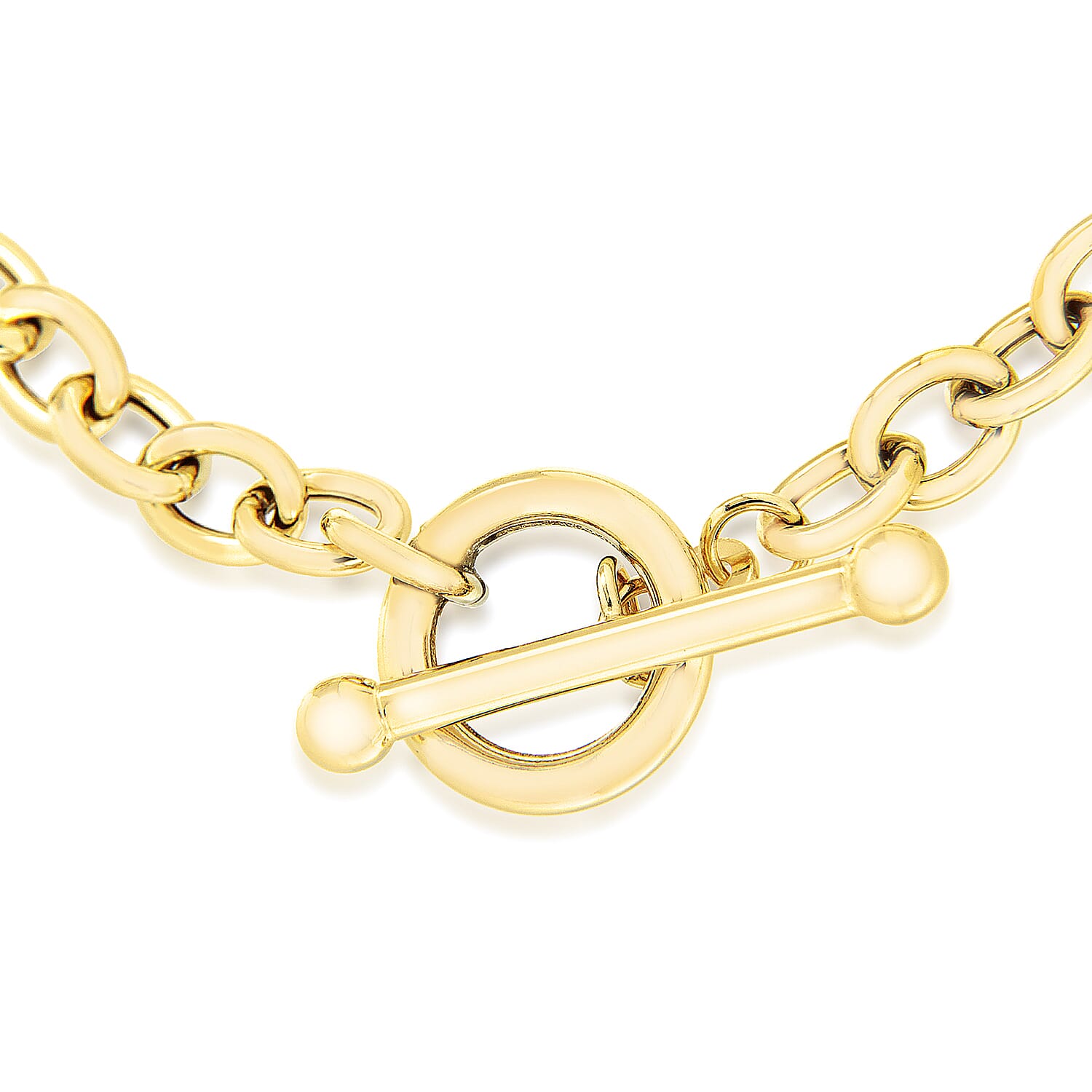 9K Yellow Gold 6mm Oval Link T Bar Belcher Bracelet 8 Inch