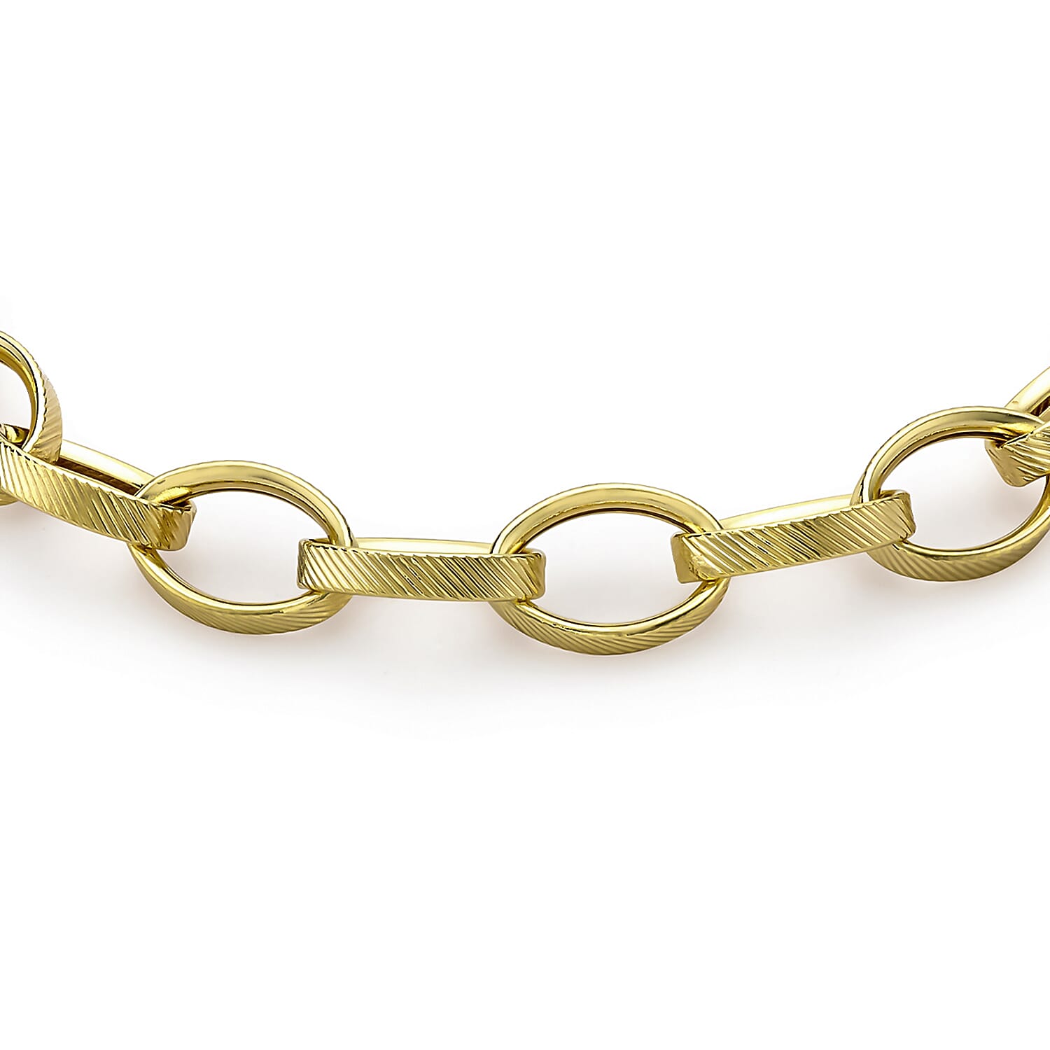 9K Yellow Gold 4mm Oval Link T Bar Belcher Bracelet 7.5 Inch