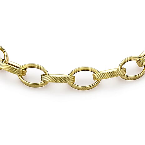 9K Yellow Gold 4mm Oval Link T Bar Belcher Bracelet 7.5 Inch