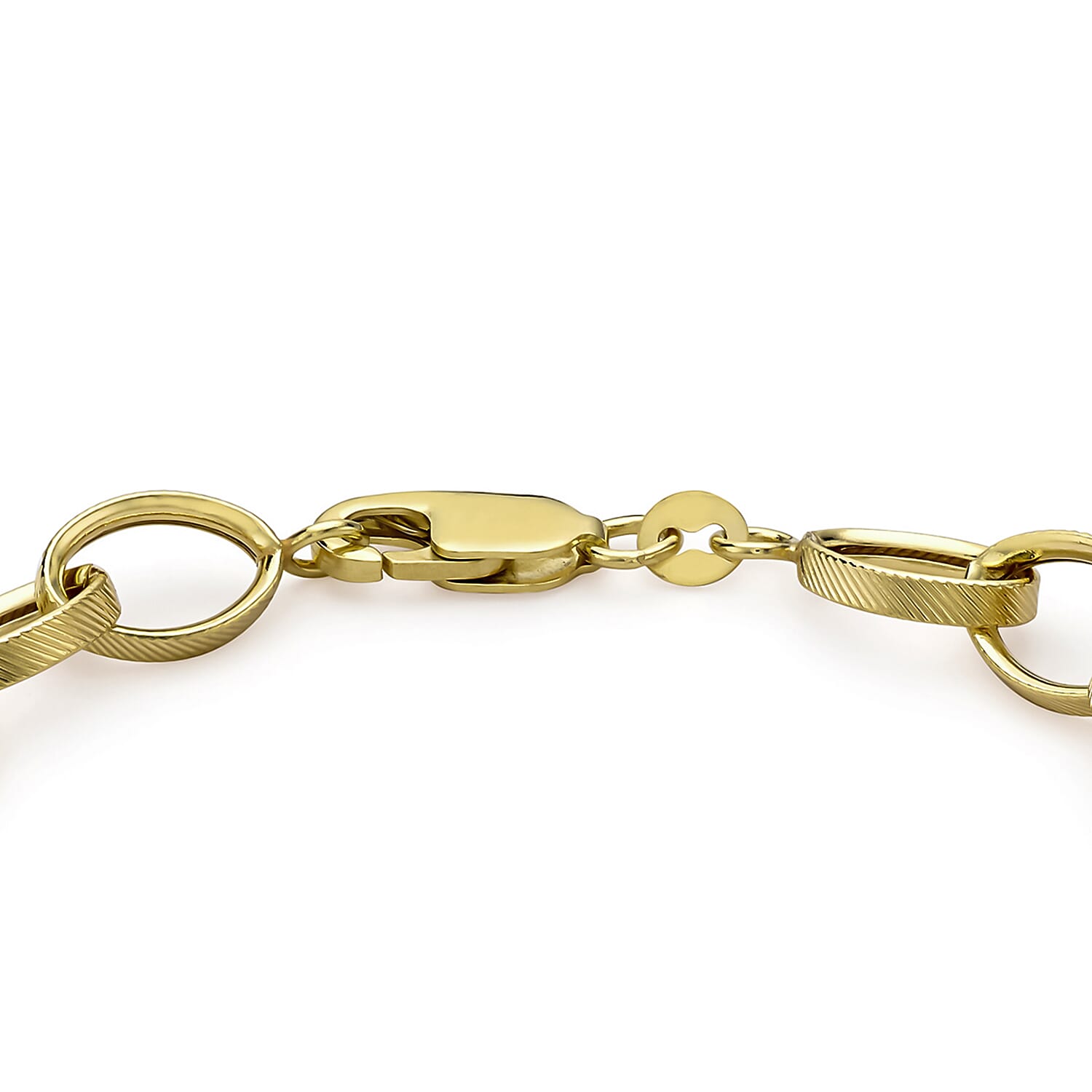 9K Yellow Gold 4mm Oval Link T Bar Belcher Bracelet 7.5 Inch