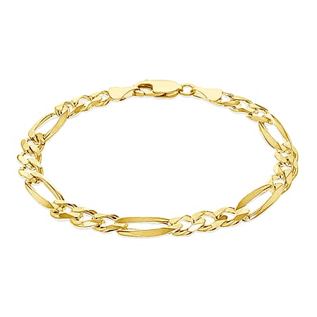 9K Yellow Gold 8mm Hollow Figaro Bracelet 8 Inch