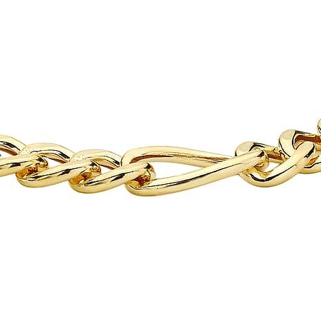 9K Yellow Gold 8mm Hollow Figaro Bracelet 8 Inch