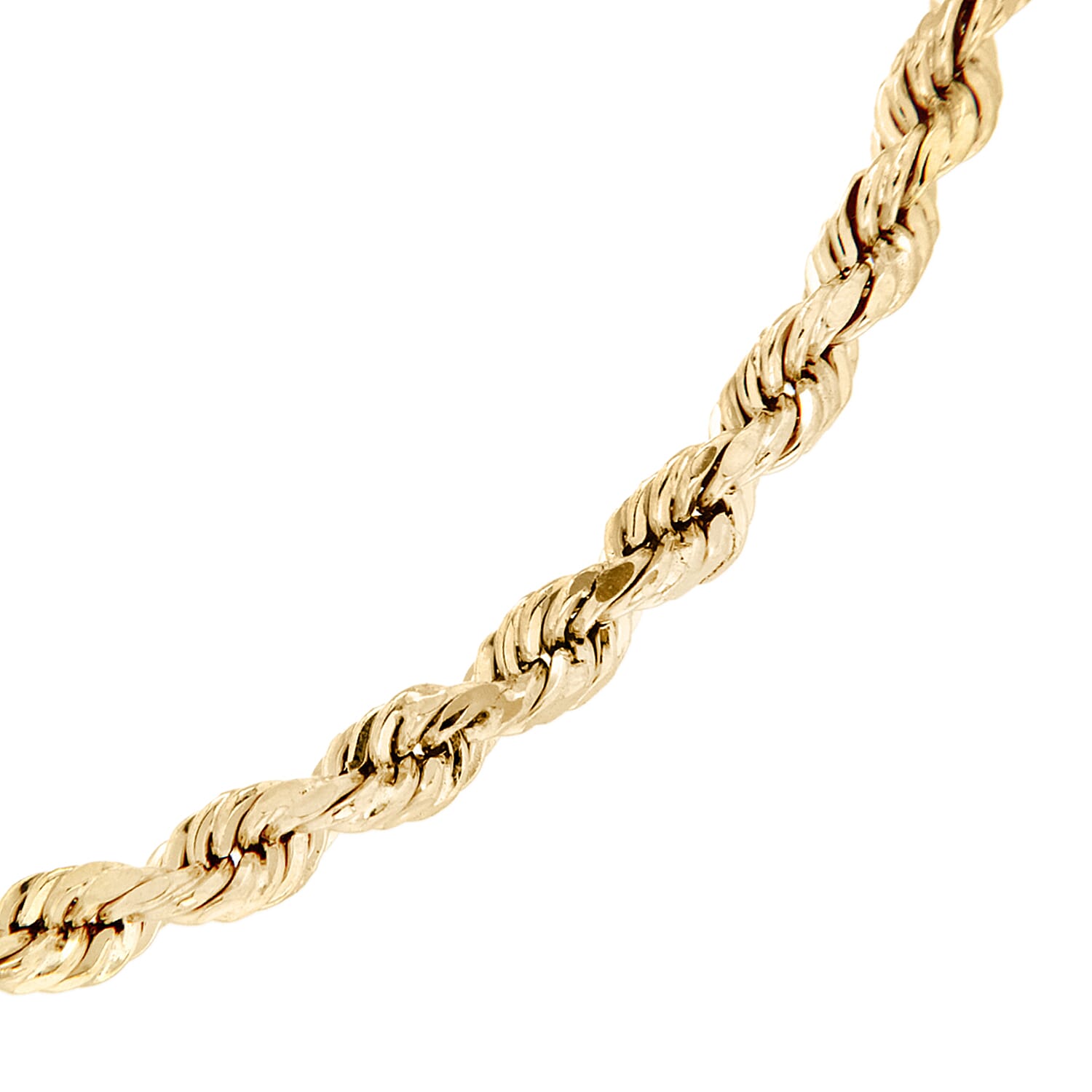 9K Yellow Gold Hollow Diamond Cut Rope Bracelet 7.5 Inch