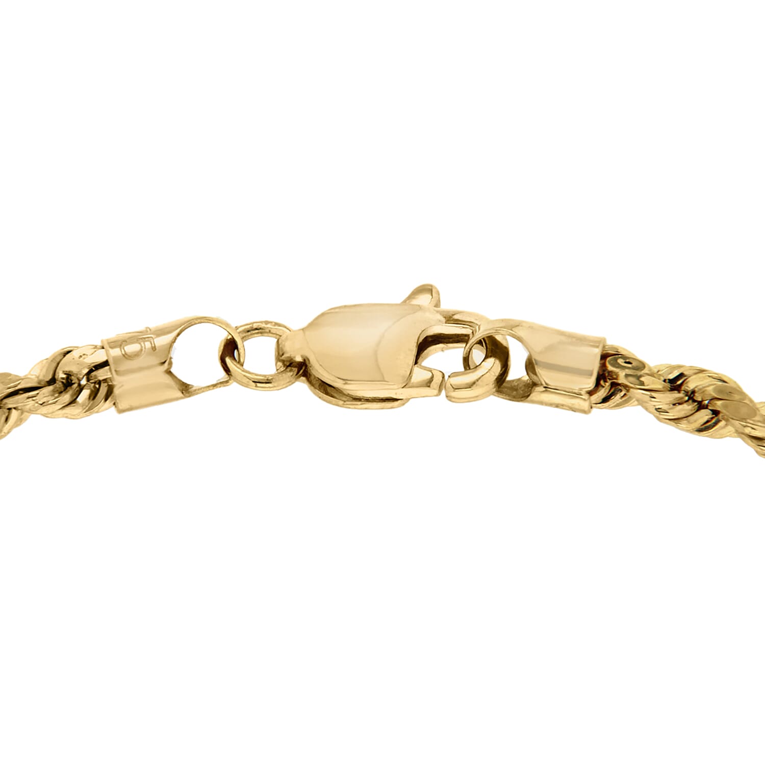 9K Yellow Gold Hollow Diamond Cut Rope Bracelet 7.5 Inch