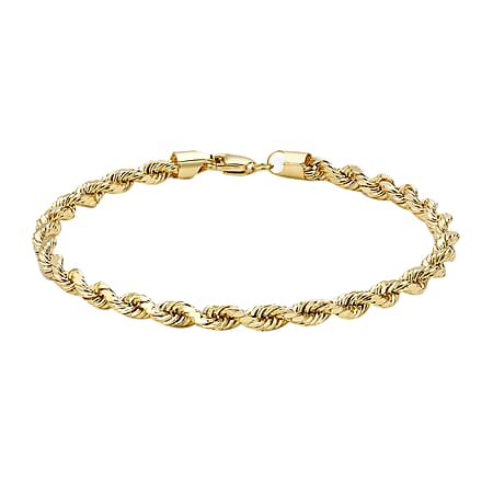 9K Yellow Gold Hollow Diamond Cut Rope Bracelet 7.5 Inch 9K Yellow Gold Hollow Diamond Cut Rope Bracelet 7.5 Inch