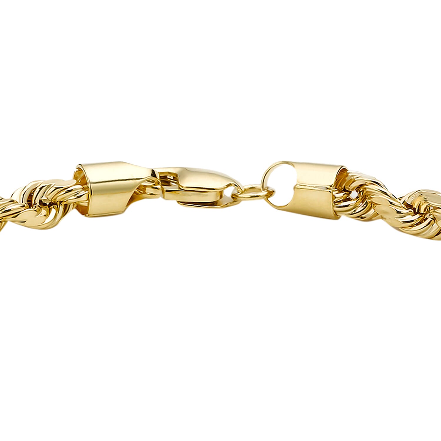 9K Yellow Gold Hollow Diamond Cut Rope Bracelet 7.5 Inch