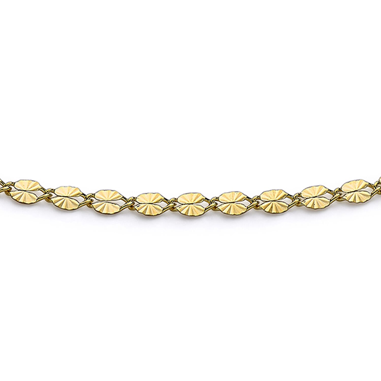 9K Yellow Gold 3mm Diamond Cut Forzatina Chain Bracelet 7.2 Inch