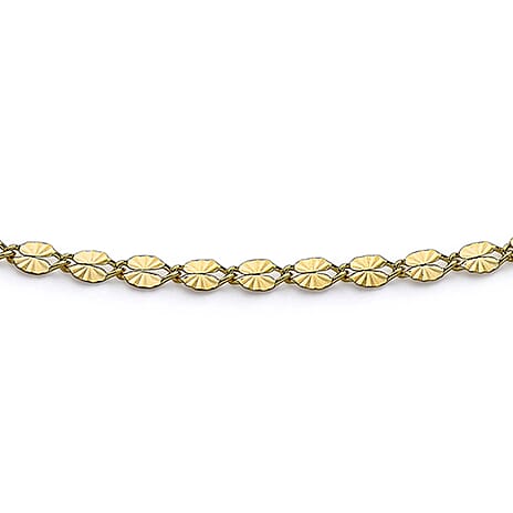 9K Yellow Gold 3mm Diamond Cut Forzatina Chain Bracelet 7.2 Inch