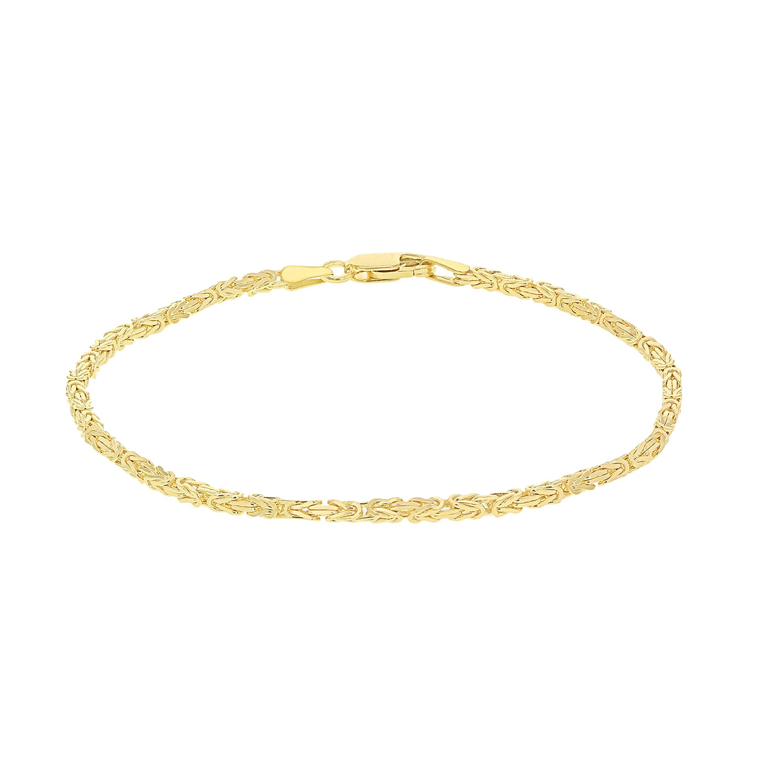 9K Yellow Gold Mini Square Byzantine Chain Bracelet 7.5 Inch