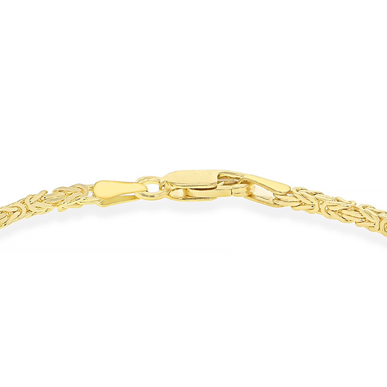 9K Yellow Gold Mini Square Byzantine Chain Bracelet 7.5 Inch