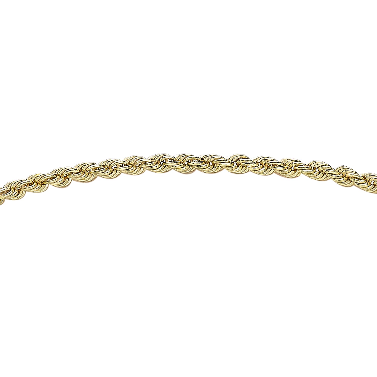 9K Yellow Gold 2mm Rope Chain Padlock And Safety Chain Bracelet 7.5 Inch