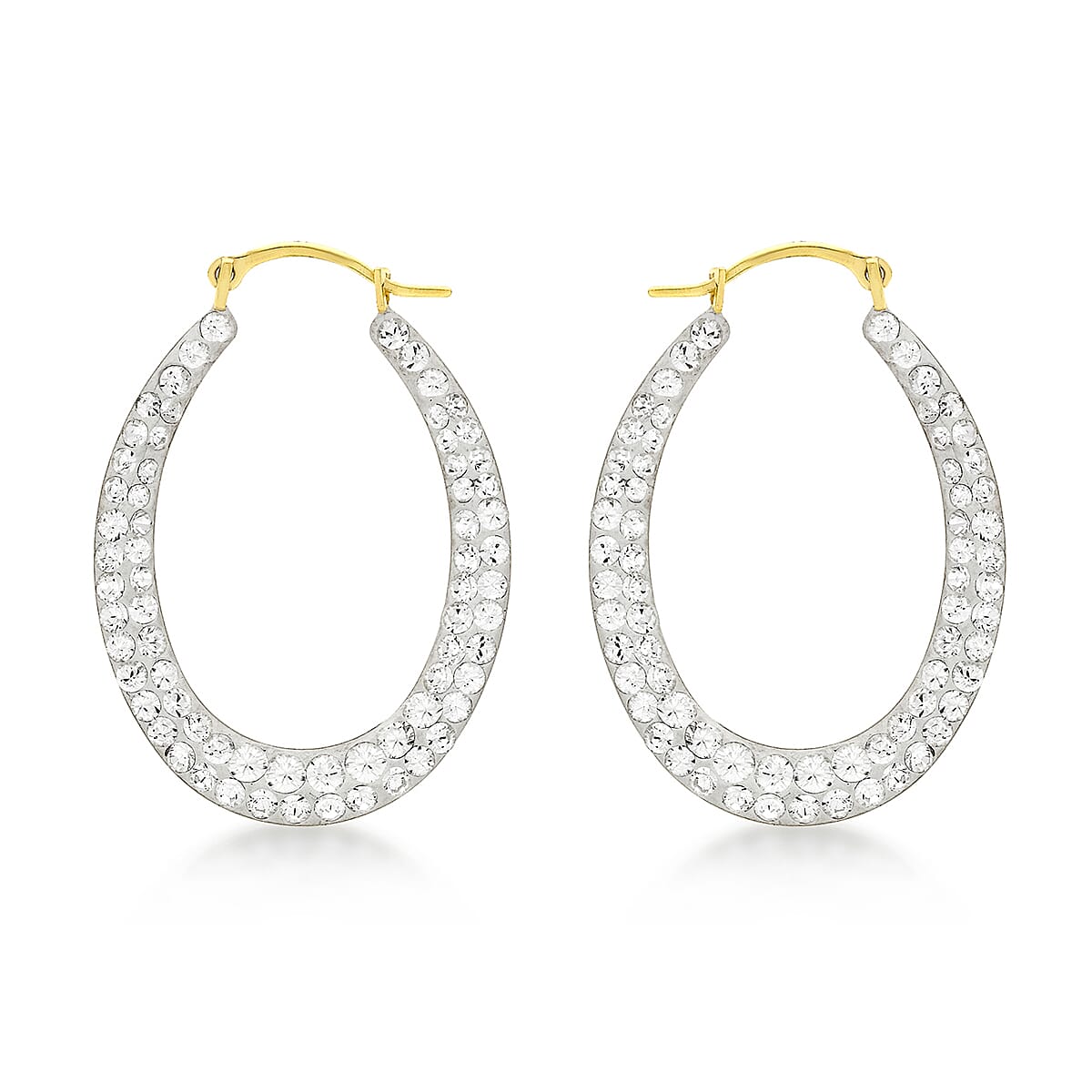 9K Yellow Gold Crystalique 19mm X 26mm Oval Earrings