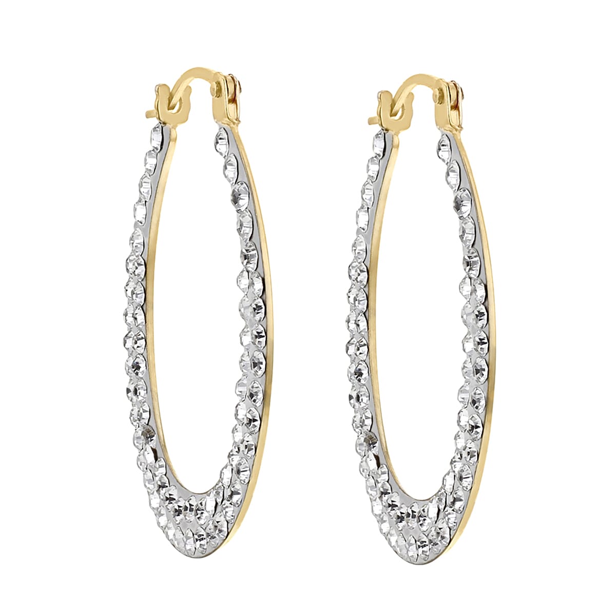 9K Yellow Gold Crystalique 19mm X 26mm Oval Earrings