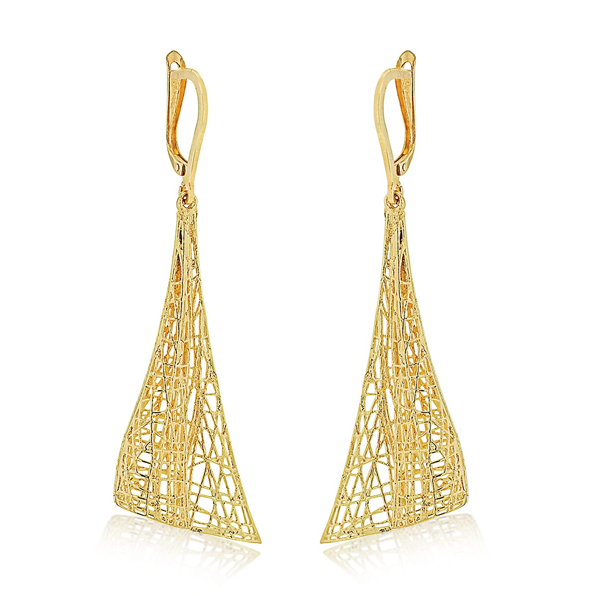 9K Yellow Gold 18mm X 58mm Cone Drop Earrings