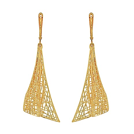 9K Yellow Gold 18mm X 58mm Cone Drop Earrings