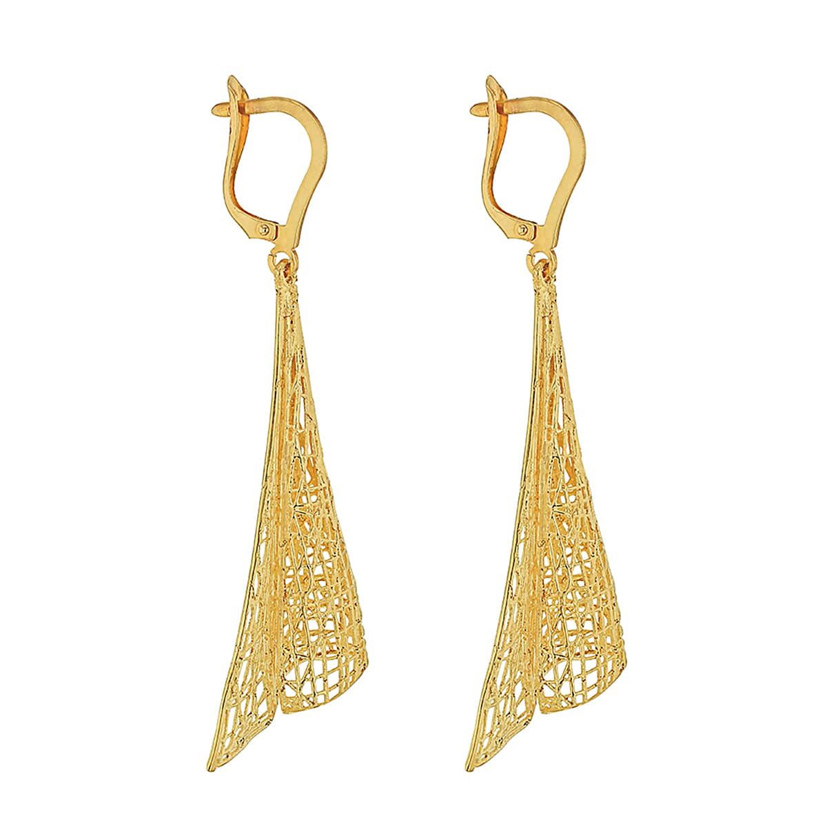 9K Yellow Gold 18mm X 58mm Cone Drop Earrings
