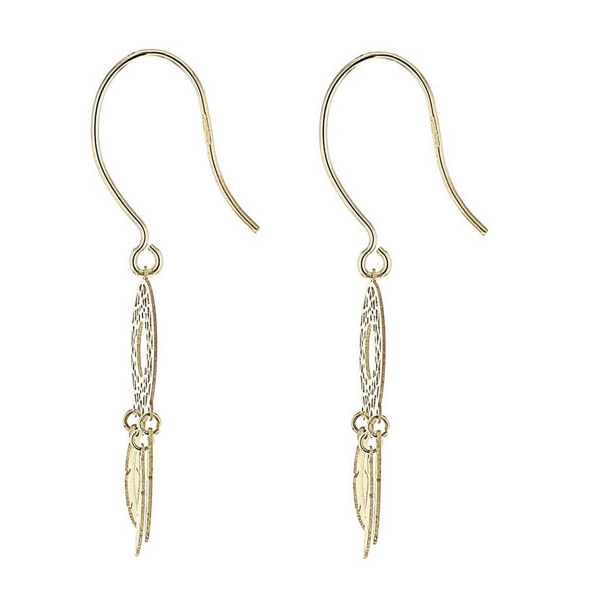 9K Yellow Gold 12mm X 40mm Circle Cutout Dream Catcher Earrings