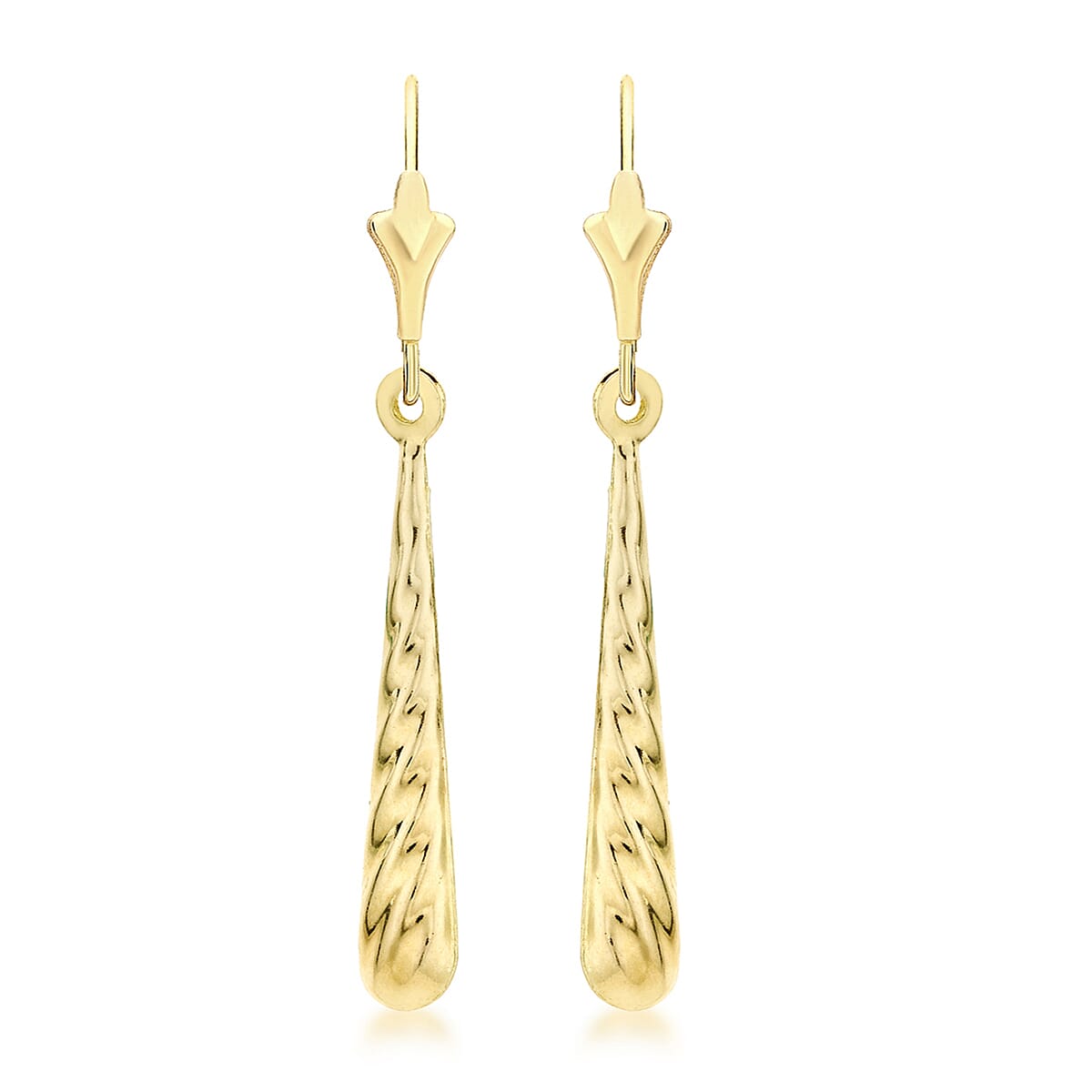 9K Yellow Gold 4mm X 30mm Drop Earrings