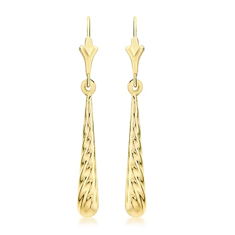 9K Yellow Gold 4mm X 30mm Drop Earrings