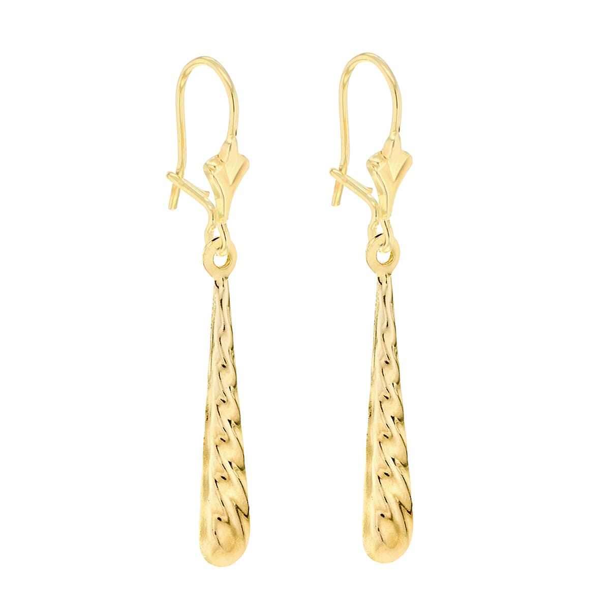 9K Yellow Gold 4mm X 30mm Drop Earrings