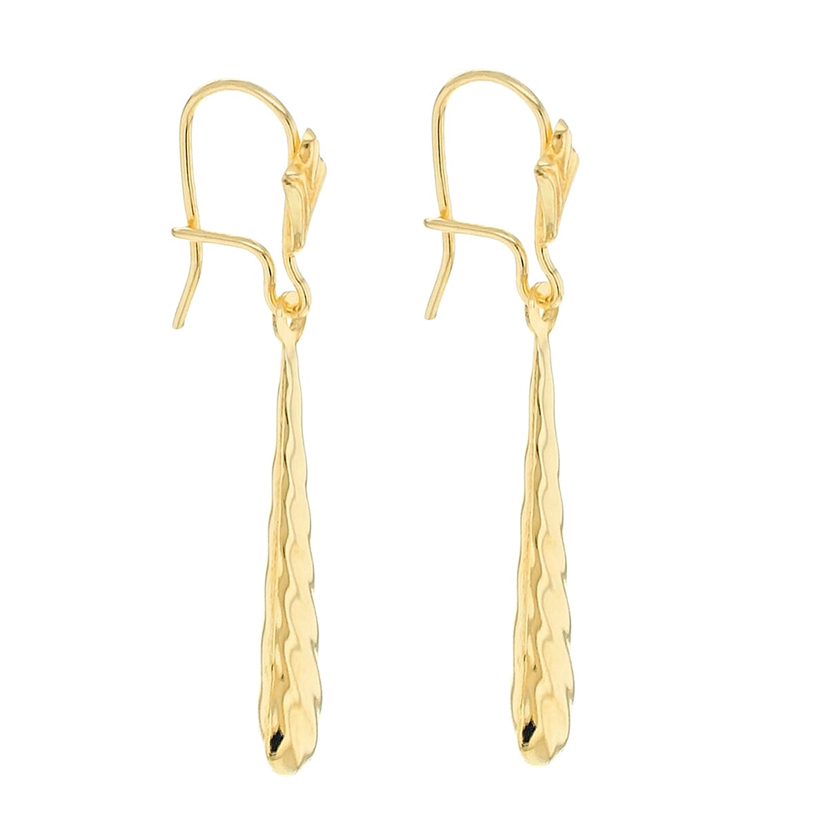 9K Yellow Gold 4mm X 30mm Drop Earrings