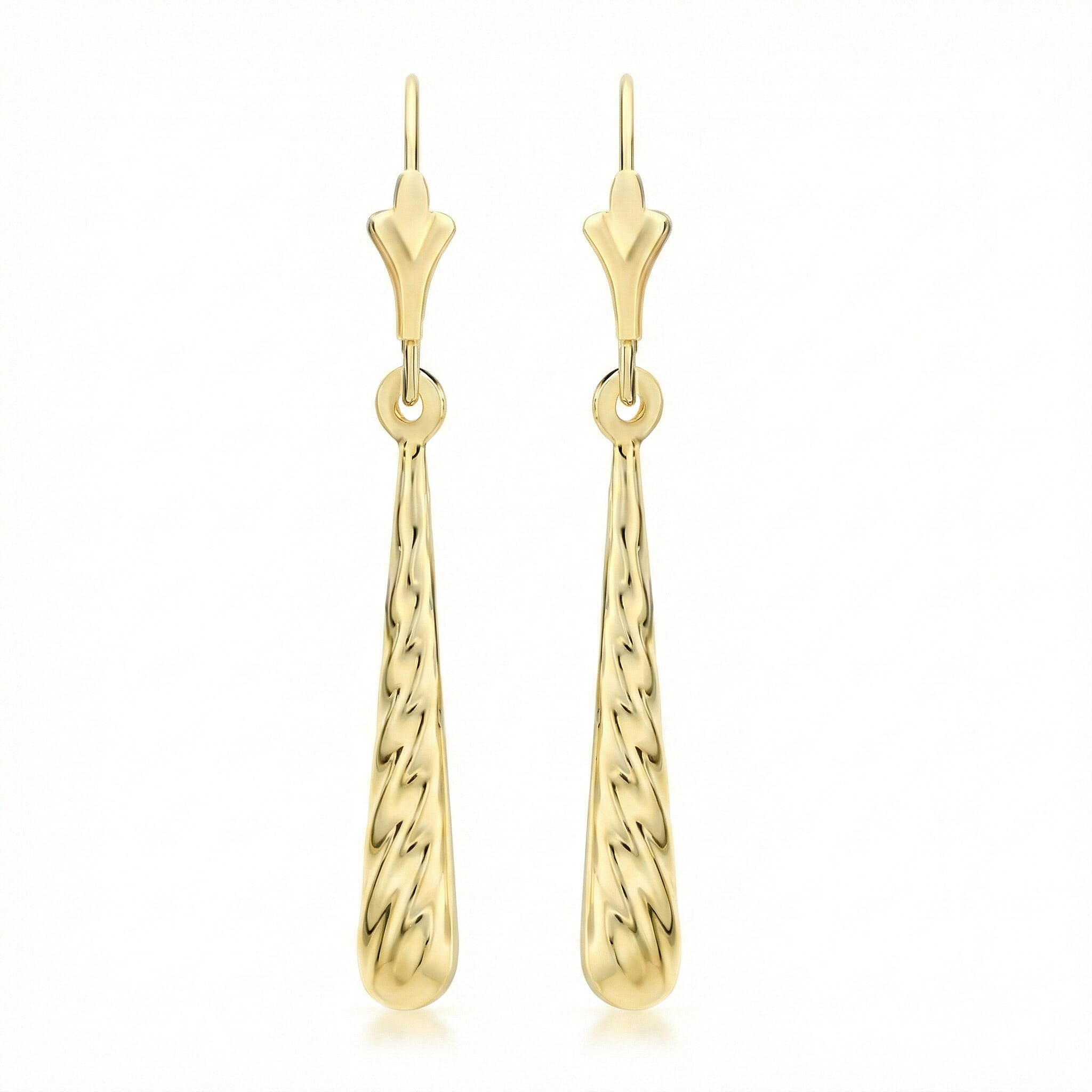 9K Yellow Gold 4mm X 30mm Drop Earrings