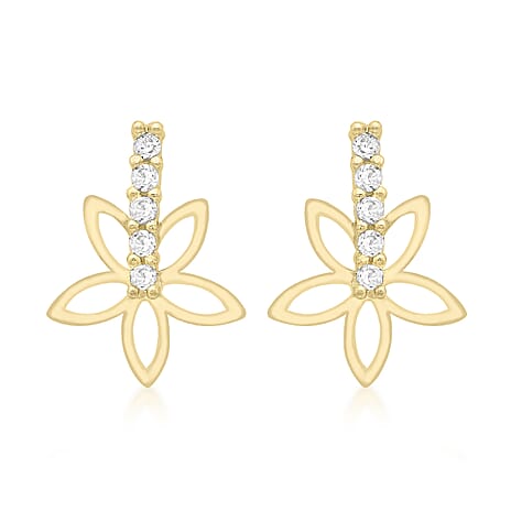 9K Yellow Gold 10mm x 14mm Flower Stud Earrings
