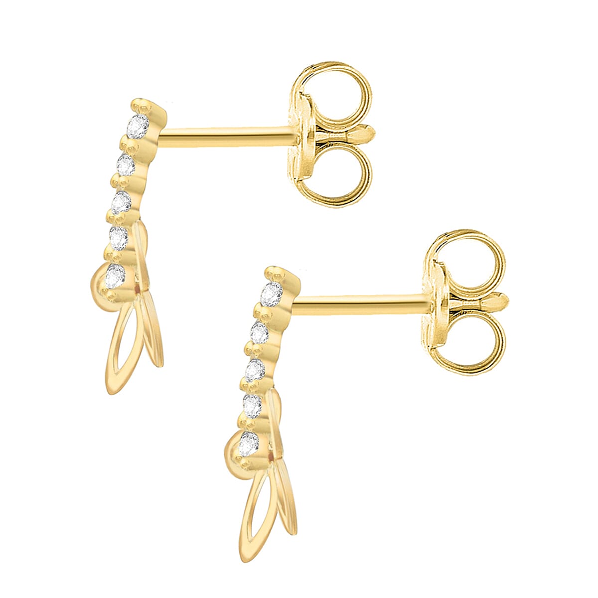 9K Yellow Gold 10mm x 14mm Flower Stud Earrings