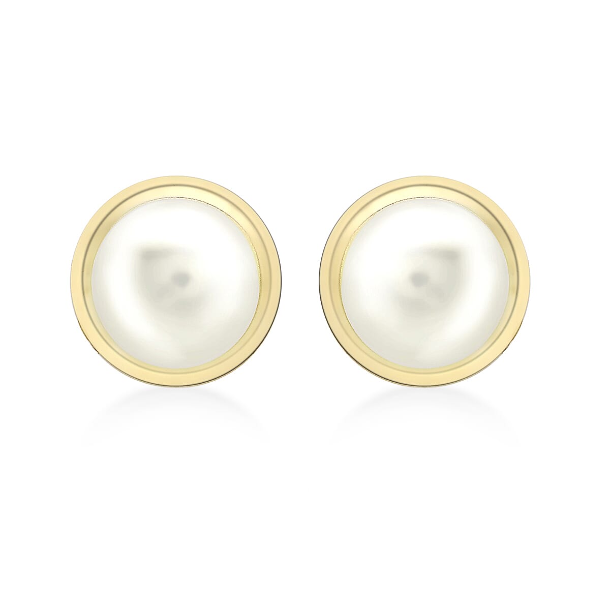 9K Yellow Gold Freshwater Pearl 7mm x 8mm Stud Earrings