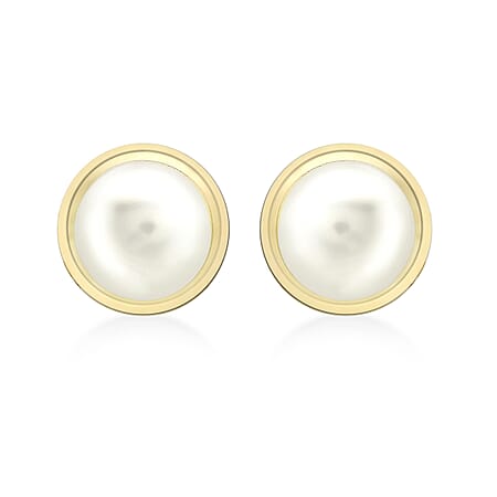 9K Yellow Gold Freshwater Pearl 7mm x 8mm Stud Earrings