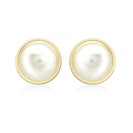 9K Yellow Gold Freshwater Pearl 7mm x 8mm Stud Earrings