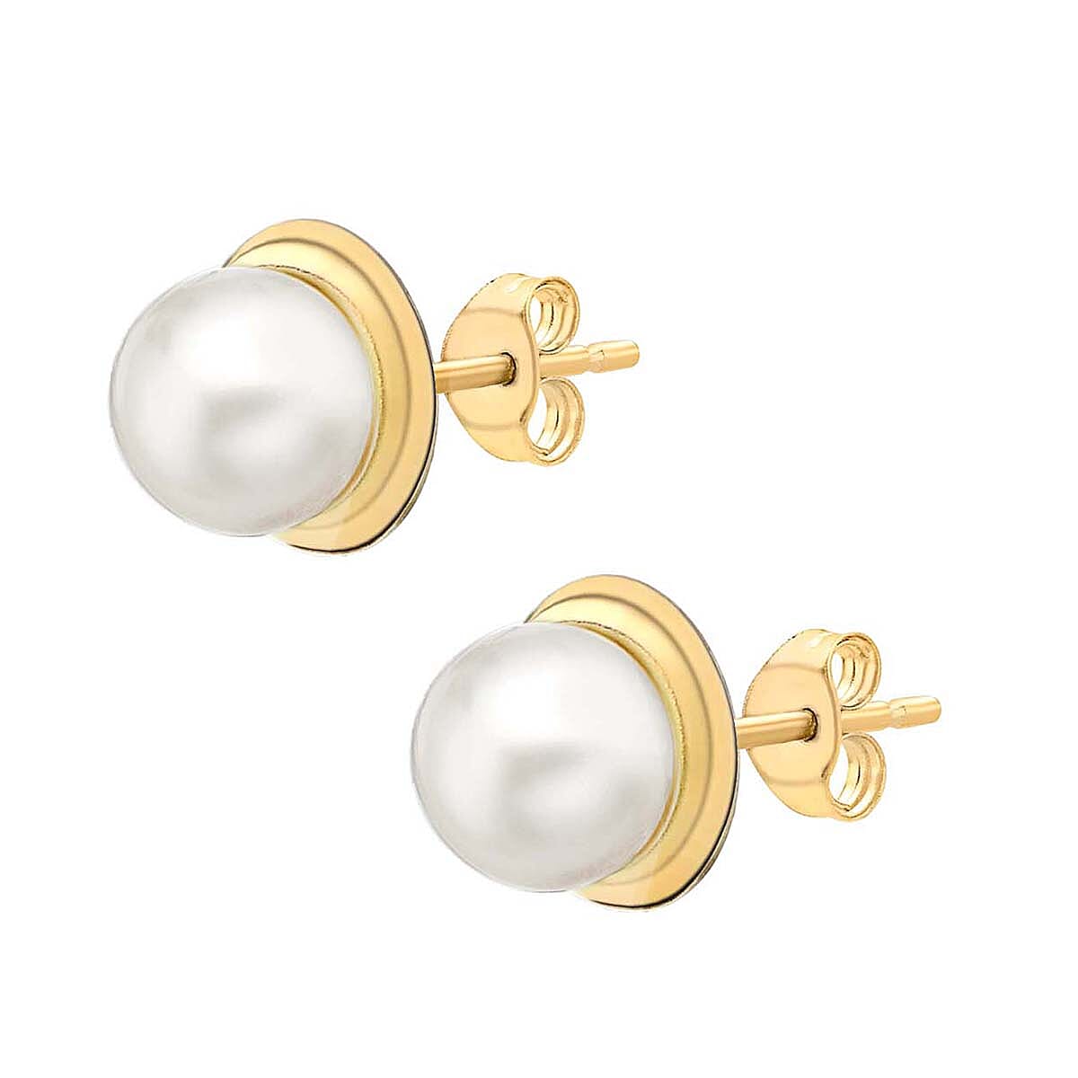 9K Yellow Gold Freshwater Pearl 7mm x 8mm Stud Earrings