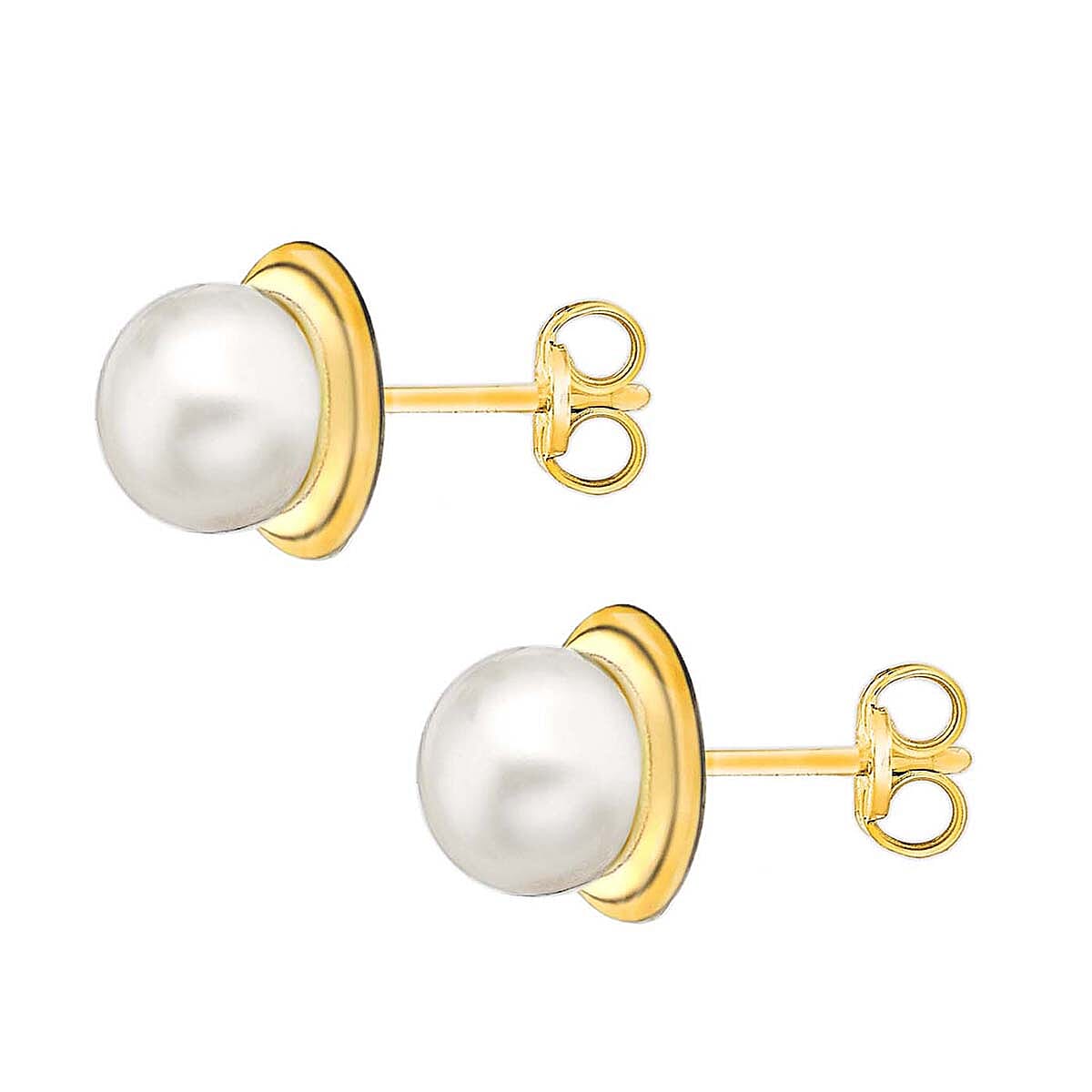 9K Yellow Gold Freshwater Pearl 7mm x 8mm Stud Earrings