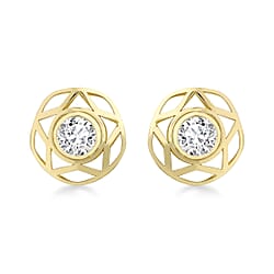 9K White Gold 5mm Cubic Zirconia 10mm Star Stud Earrings