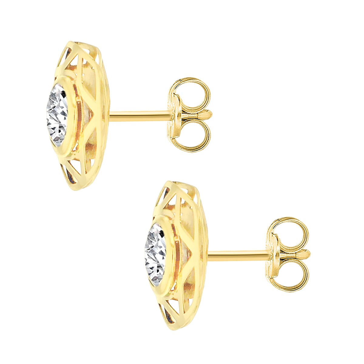 9K Yellow Gold Cubic Zirconia and 5mm x 10mm Star Stud Earrings