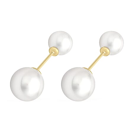 9K Yellow Gold 5mm and 7mm Freshwater Pearl Reversible Stud Earrings
