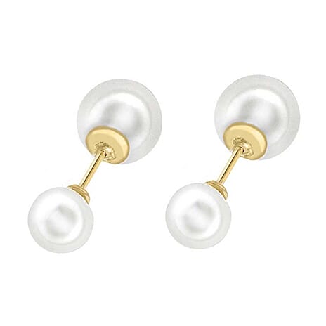 9K Yellow Gold 5mm and 7mm Freshwater Pearl Reversible Stud Earrings