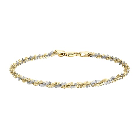 9K 2 Colour Gold Twist Chain Bracelet 7 Inch