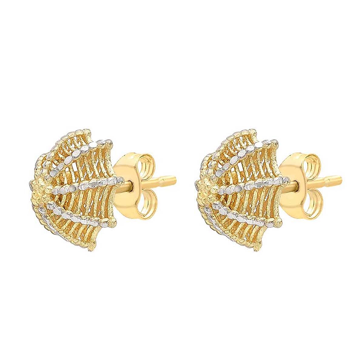 9K 2 Tone Gold 10mm Umbrella Stud Earrings