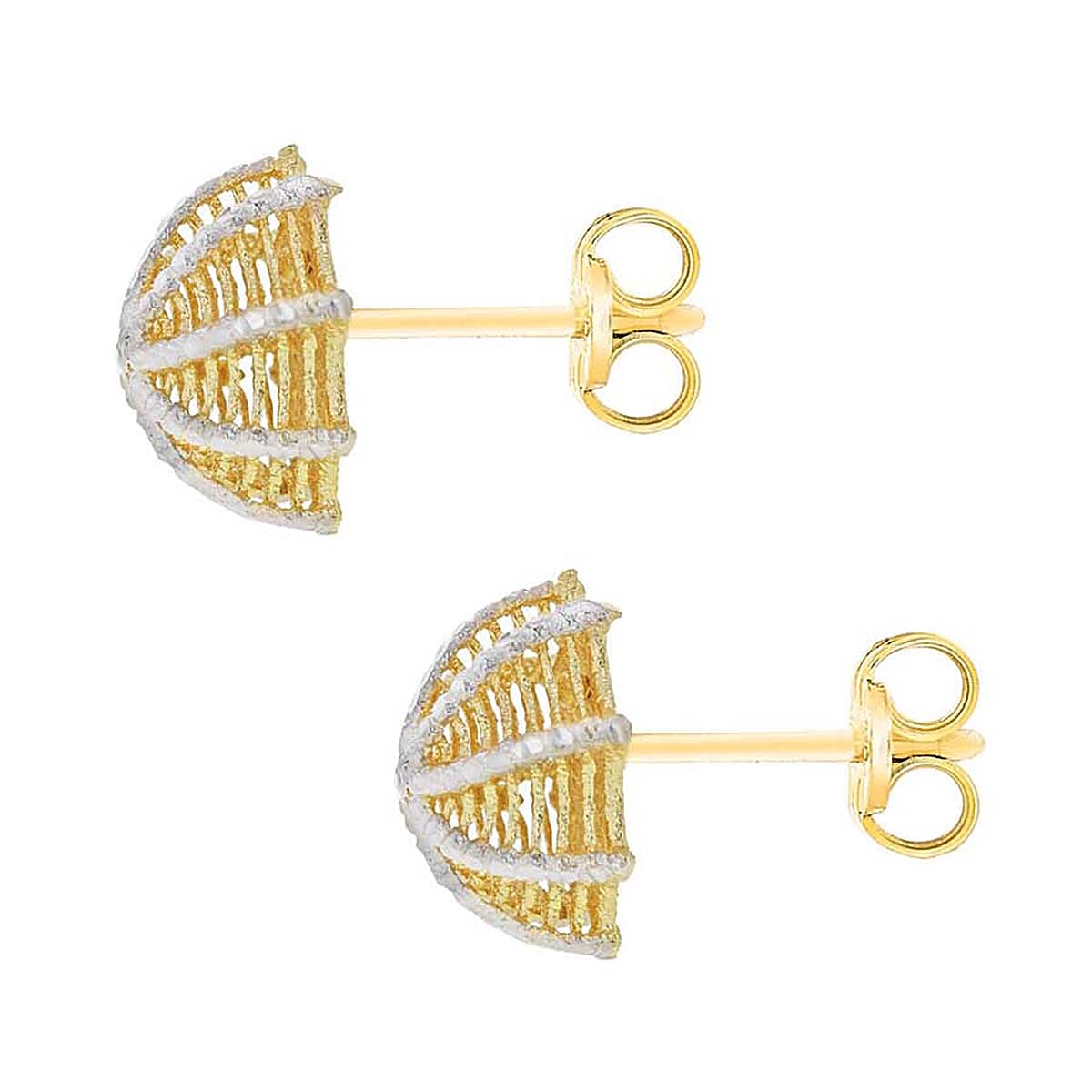 9K 2 Tone Gold 10mm Umbrella Stud Earrings